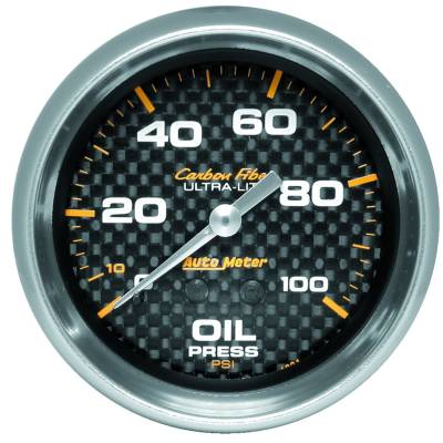 Auto Meter - Auto Meter Gauge; Oil Pressure; 2 5/8in.; 100psi; Mechanical; Carbon Fiber 4821