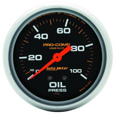 Auto Meter - Auto Meter Gauge; Oil Press; 2 5/8in.; 100psi; Liquid Filled Mech; Pro-Comp 5421