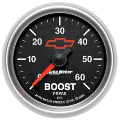 Auto Meter - Auto Meter Gauge; Boost; 2 1/16in.; 60psi; Mechanical; GM Bowtie Black 3605-00406