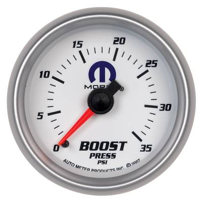Auto Meter - Auto Meter Gauge; Boost; 2 1/16in.; 35psi; Mechanical; White; Mopar 880025