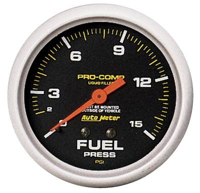 Auto Meter - Auto Meter Gauge; Fuel Press; 2 5/8in.; 15psi; Liquid Filled Mech; Pro-Comp 5411