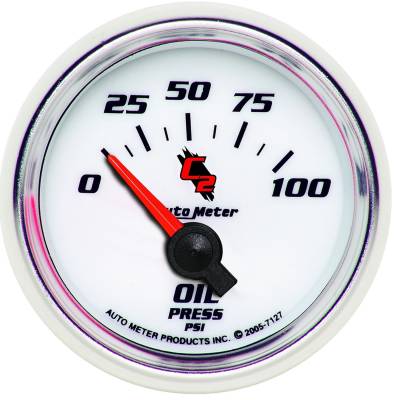 Auto Meter - Auto Meter Gauge; Oil Pressure; 2 1/16in.; 100psi; Electric; C2 7127