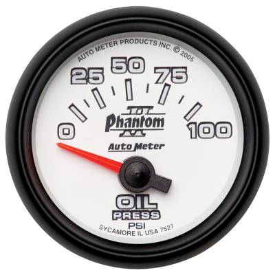 Auto Meter - Auto Meter Gauge; Oil Pressure; 2 1/16in.; 100psi; Electric; Phantom II 7527