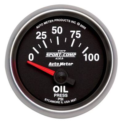 Auto Meter - Auto Meter Gauge; Oil Pressure; 2 1/16in.; 100psi; Electric; Sport-Comp II 3627