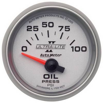 Auto Meter - Auto Meter Gauge; Oil Pressure; 2 1/16in.; 100psi; Electric; Ultra-Lite II 4927