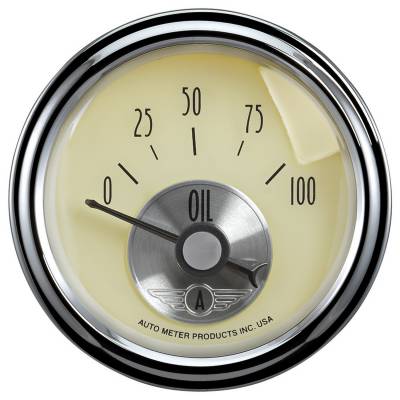 Auto Meter - Auto Meter Gauge; Oil Press; 2 1/16in.; 100psi; Elec; Prestige Antq. Ivory 2027