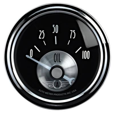 Auto Meter - Auto Meter Gauge; Oil Press; 2 1/16in.; 100psi; Elec; Prestige Blk. Diamond 2028