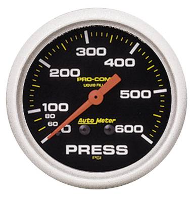 Auto Meter - Auto Meter Gauge; Pressure; 2 5/8in.; 600psi; Liquid Filled Mech; Pro-Comp 5425