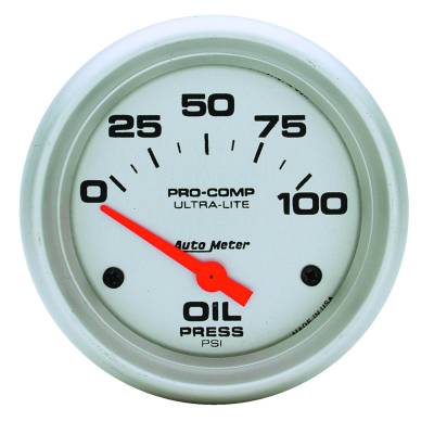 Auto Meter - Auto Meter Gauge; Oil Pressure; 2 5/8in.; 100psi; Electric; Ultra-Lite 4427