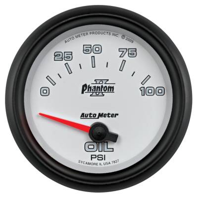 Auto Meter - Auto Meter Gauge; Oil Pressure; 2 5/8in.; 100psi; Electric; Phantom II 7827