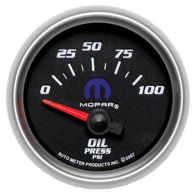 Auto Meter - Auto Meter Gauge; Oil Pressure; 2 1/16in.; 100psi; Electric; Black; Mopar 880015