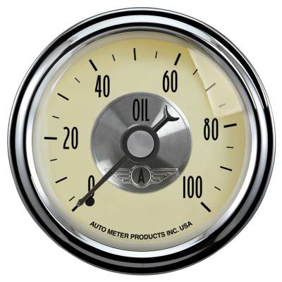 Auto Meter - Auto Meter Gauge; Oil Press; 2 1/16in.; 100psi; Mech; Prestige Antq. Ivory 2021