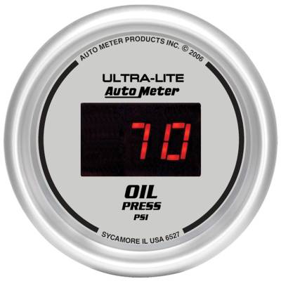 Auto Meter - Auto Meter Gauge; Oil Pressure; 2 1/16in.; 100psi; Digital; Silver Dial w/Red LED 6527