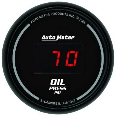 Auto Meter - Auto Meter Gauge; Oil Pressure; 2 1/16in.; 100psi; Digital; Black Dial w/Red LED 6327