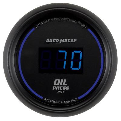 Auto Meter - Auto Meter Gauge; Oil Pressure; 2 1/16in.; 100psi; Digital; Black Dial w/Blue LED 6927