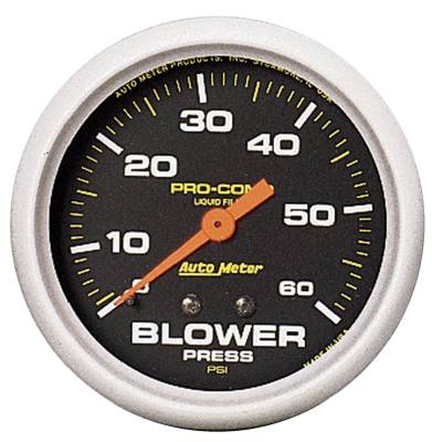 Auto Meter - Auto Meter Gauge; Blower Press; 2 5/8in.; 60psi; Liquid Filled Mech w/Peak Mem; Pro-Comp 5403