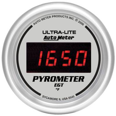 Auto Meter - Auto Meter Gauge; Pyrometer (EGT); 2 1/16in.; 1600deg. F; Digital; Silver Dial w/Red LED 6545