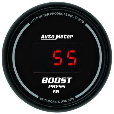 Auto Meter - Auto Meter Gauge; Boost; 2 1/16in.; 60psi; Digital; Black Dial w/Red LED 6370