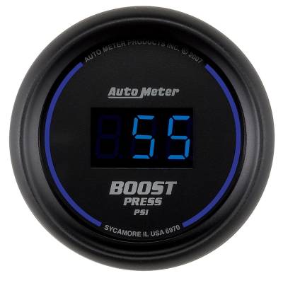 Auto Meter - Auto Meter Gauge; Boost; 2 1/16in.; 60psi; Digital; Black Dial w/Blue LED 6970