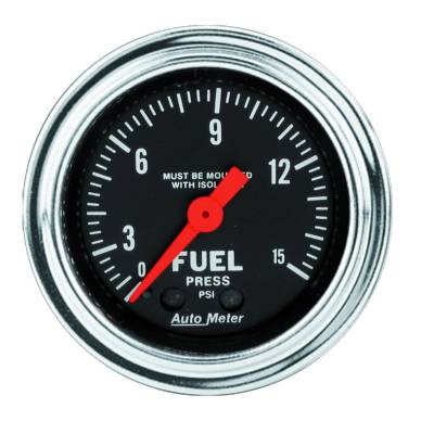 Auto Meter - Auto Meter Gauge; Fuel Pressure; 2 1/16in.; 15psi; Mech. w/isolator; Traditional Chrome 2413