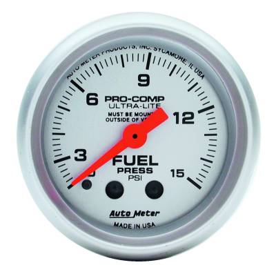 Auto Meter - Auto Meter Gauge; Fuel Pressure; 2 1/16in.; 15psi; Mechanical w/isolator; Ultra-Lite 4313