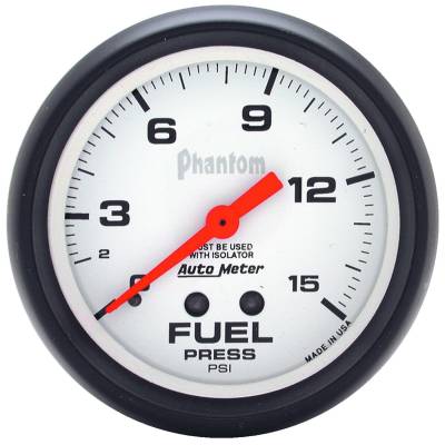 Auto Meter - Auto Meter Gauge; Fuel Pressure; 2 5/8in.; 15psi; Mechanical w/isolator; Phantom 5813