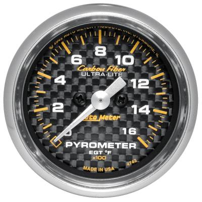 Auto Meter - Auto Meter Gauge; Pyrometer (EGT); 2 1/16in.; 1600deg. F; Stepper Motor; Carbon Fiber 4744