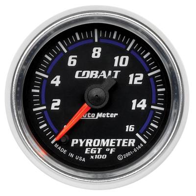 Auto Meter - Auto Meter Gauge; Pyrometer (EGT); 2 1/16in.; 1600deg. F; Digital Stepper Motor; Cobalt 6144