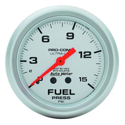 Auto Meter - Auto Meter Gauge; Fuel Pressure; 2 5/8in.; 15psi; Mechanical w/isolator; Ultra-Lite 4413