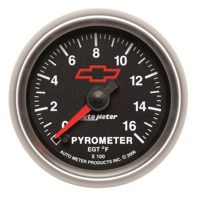 Auto Meter - Auto Meter Gauge; Pyrometer (EGT); 2 1/16in.; 1600deg. F; Stepper Motor; GM Bowtie Black 3644-00406