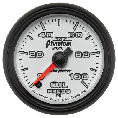 Auto Meter - Auto Meter Gauge; Oil Pressure; 2 1/16in.; 100psi; Digital Stepper Motor; Phantom II 7553