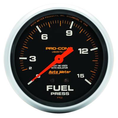 Auto Meter - Auto Meter Gauge; Fuel Press; 2 5/8in.; 15psi; Liquid Filled Mech w/isolator; Pro-Comp 5413