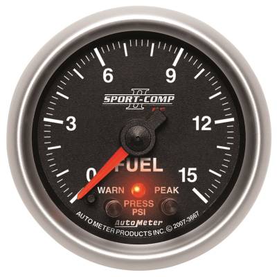 Auto Meter - Auto Meter Gauge; Fuel Press; 2 1/16in.; 15psi; Digital Stepper Motor w/Peak/Warn; Sport-Co 3667