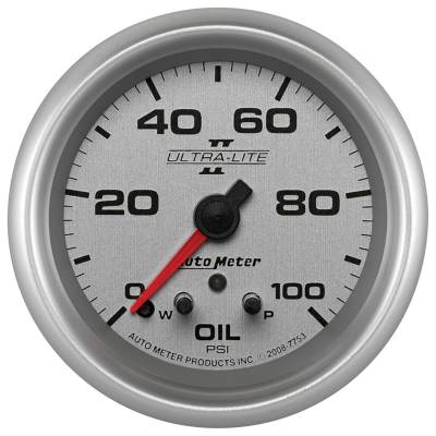 Auto Meter - Auto Meter Gauge; Oil Press; 2 5/8in.; 100psi; Stepper Motor w/Peak/Warn; Ultra-Lite II 7753