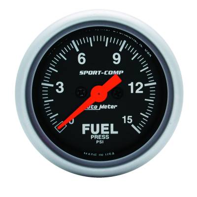 Auto Meter - Auto Meter Gauge; Fuel Pressure; 2 1/16in.; 15psi; Digital Stepper Motor; Sport-Comp 3361