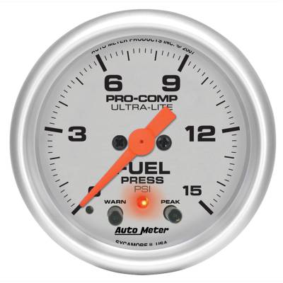 Auto Meter - Auto Meter Gauge; Fuel Press; 2 1/16in.; 15psi; Stepper Motor w/Peak/Warn; Ultra-Lite 4367