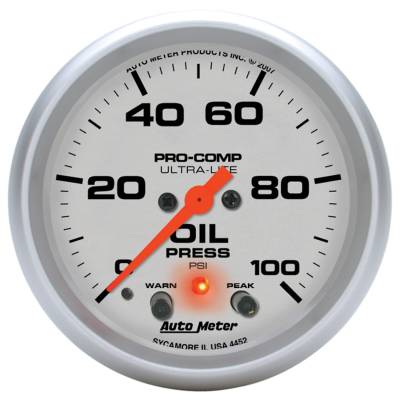 Auto Meter - Auto Meter Gauge; Oil Press; 2 5/8in.; 100psi; Digital Stepper Motor w/Peak/Warn; Ultra-Lit 4452