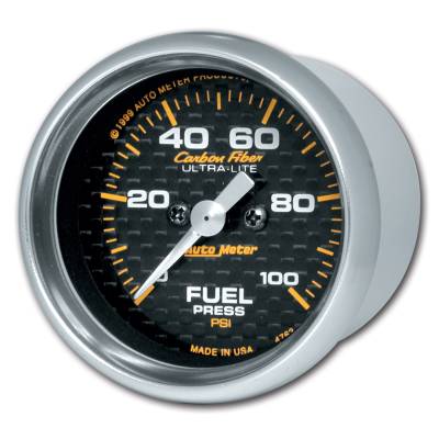 Auto Meter - Auto Meter Gauge; Fuel Pressure; 2 1/16in.; 100psi; Digital Stepper Motor; Carbon Fiber 4763