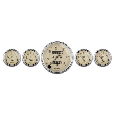 Auto Meter - Auto Meter Gauge Kit; 5 pc.; 3 1/8in./2 1/16in.; Mech. Speedometer; Antique Beige 1808