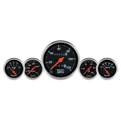 Auto Meter - Auto Meter Gauge Kit; 5 pc.; 3 1/8in./2 1/16in.; Mech. Speedo.; WTMP/OILP; Designer Blk 1411