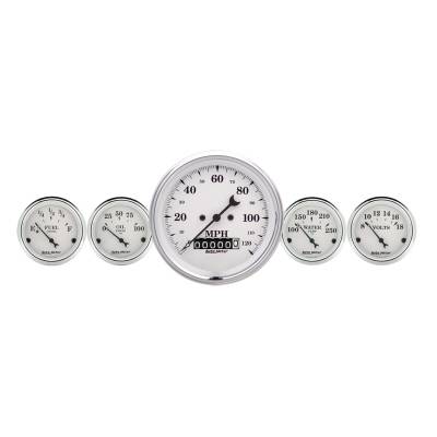 Auto Meter - Auto Meter Gauge Kit; 5 pc.; 3 3/8in./2 1/16in.; Elec. Speedometer; Old Tyme White 1640