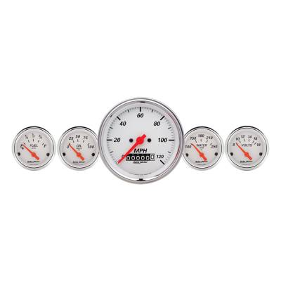 Auto Meter - Auto Meter Gauge Kit; 5 pc.; 3 3/8in./2 1/16in.; Elec. Speedometer; Arctic White 1340