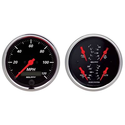 Auto Meter - Auto Meter Gauge Kit; 2 pc.; Quad/Speedometer; 3 3/8in.; Designer Black 1408