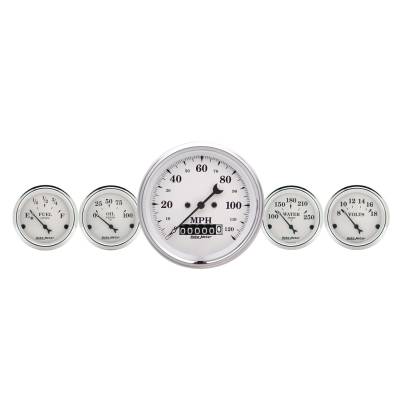Auto Meter - Auto Meter Gauge Kit; 2 pc.; Quad/Speedometer; 3 3/8in.; Old Tyme White 1600