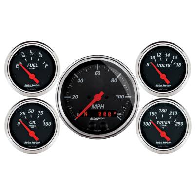 Auto Meter - Auto Meter Gauge Kit; 5 pc.; 3 3/8in./2 1/16in.; GPS Speedometer; Designer Black 1450