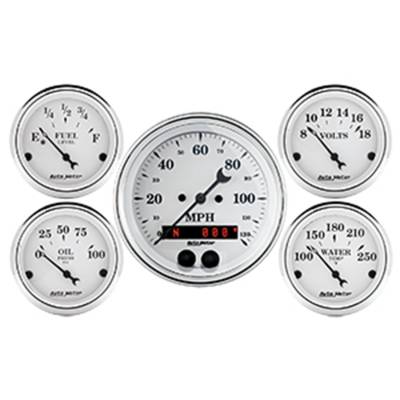 Auto Meter - Auto Meter Gauge Kit; 5 pc.; 3 3/8in./2 1/16in.; GPS Speedometer; Old Tyme White 1650
