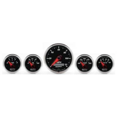 Auto Meter - Auto Meter Gauge Kit; 5 pc.; 3 3/8in./2 1/16in.; Elec. Speedometer; Designer Black II 1201