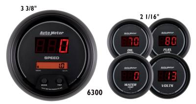 Auto Meter - Auto Meter Gauge Kit; 5 pc.; 3 3/8in./2 1/16in.; Elec. Speedo.; Digital; Black Dial w/Red L 6300