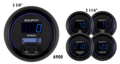 Auto Meter - Auto Meter Gauge Kit; 5 pc.; 3 3/8in./2 1/16in.; Elec. Speedometer; Digital; Black Dial w/B 6900