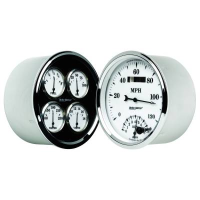 Auto Meter - Auto Meter Gauge Kit; 2 pc.; Quad/Tach/Speedo; 5in.; Old Tyme White II 1203